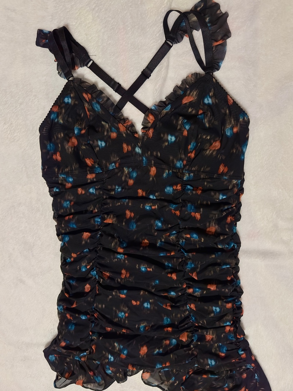 Torrid Size 1 Floral Ruched Mesh Ruffle Chemise- Women Intimates & Sleepwear - Picture 2 of 4